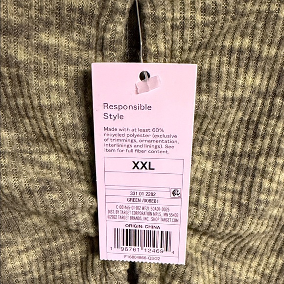 Wild Fable xxl Olive Green Ruched Long Sleeve Top very soft - Picture 5 of 5